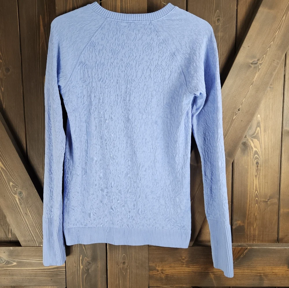 Lululemon Rest Less Pullover Hydrangea Blue  Long Sleeve Ribbed Size 10 - Picture 5 of 8